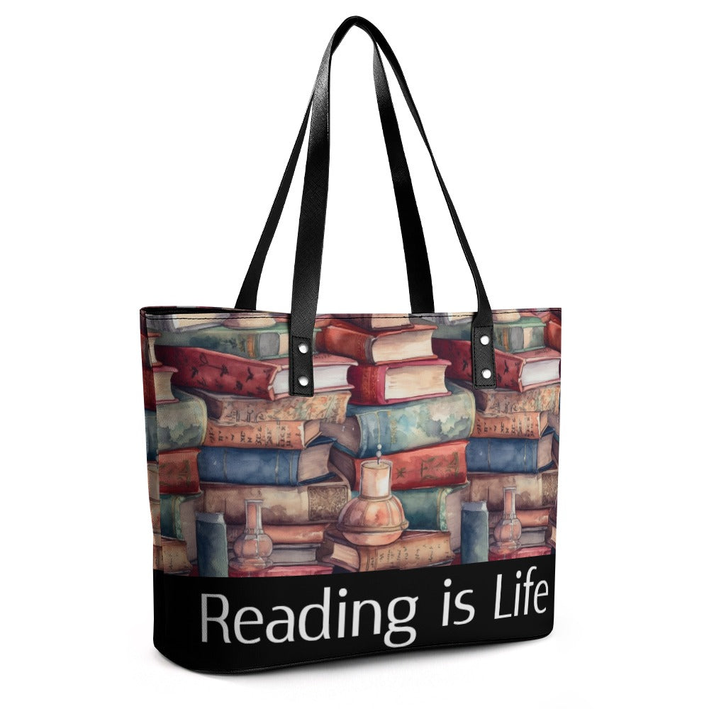 Reading is Life Leather Ladys Handbag
