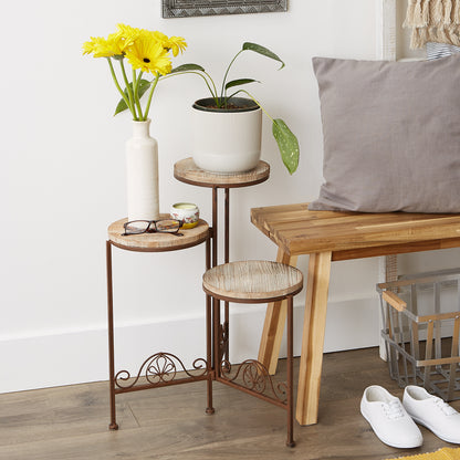 RUSTIC TRIPLE PLANTER STAND