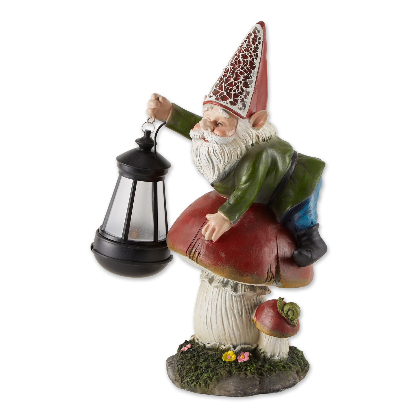 GNOME ON MUSHROOM SOLAR STATUE