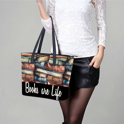 Books Are Life Leather Ladys Handbag