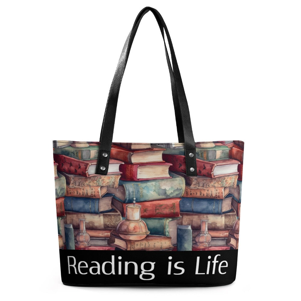 Reading is Life Leather Ladys Handbag
