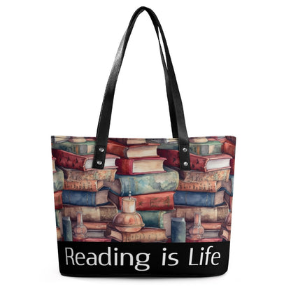 Reading is Life Leather Ladys Handbag