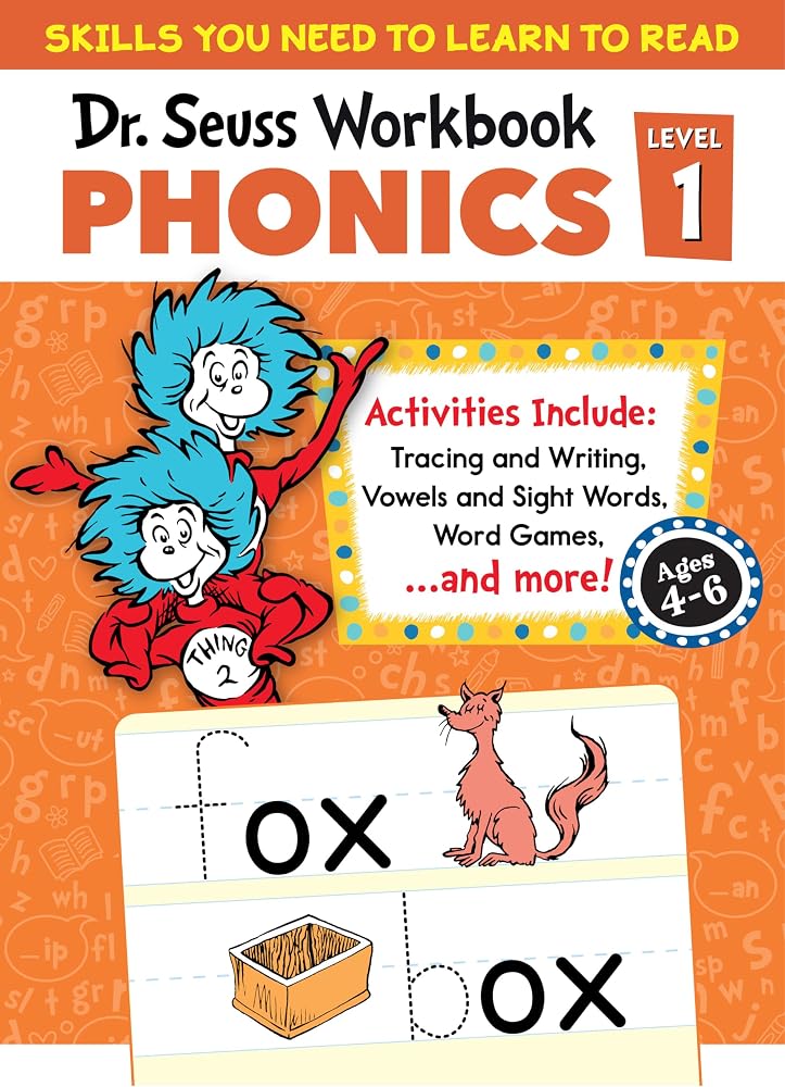 Dr. Seuss Phonics Level 1 Workbook: A Phonics Workbook to Help Kids Ages 4-6 Learn to Read (For Kindergarten and Beyond) (Dr. Seuss Workbooks) cover image