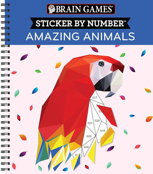 Brain Games - Sticker by Number: Amazing Animals (13 Images to Sticker) cover image