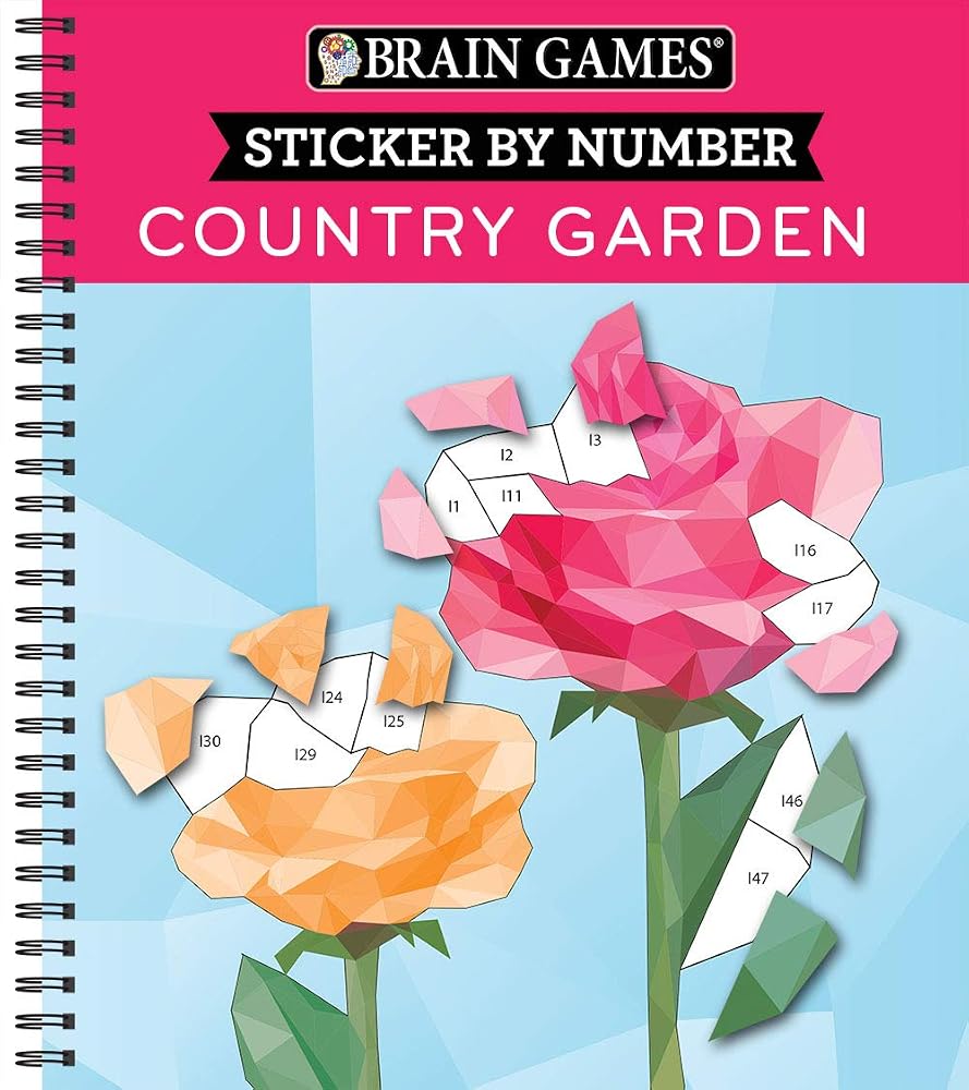 Brain Games - Sticker by Number: Country Garden (13 Images to Sticker) cover image