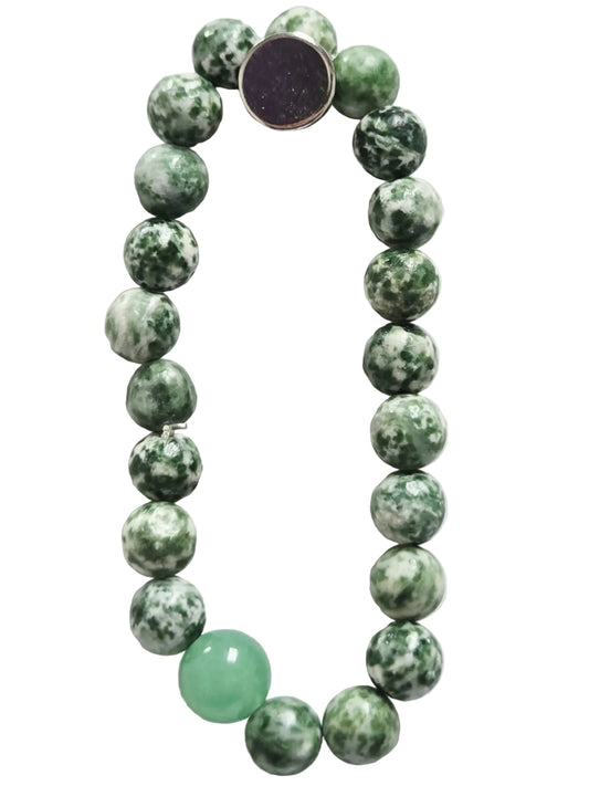 Tree Agate with Green Aventurine Bead Bracelet