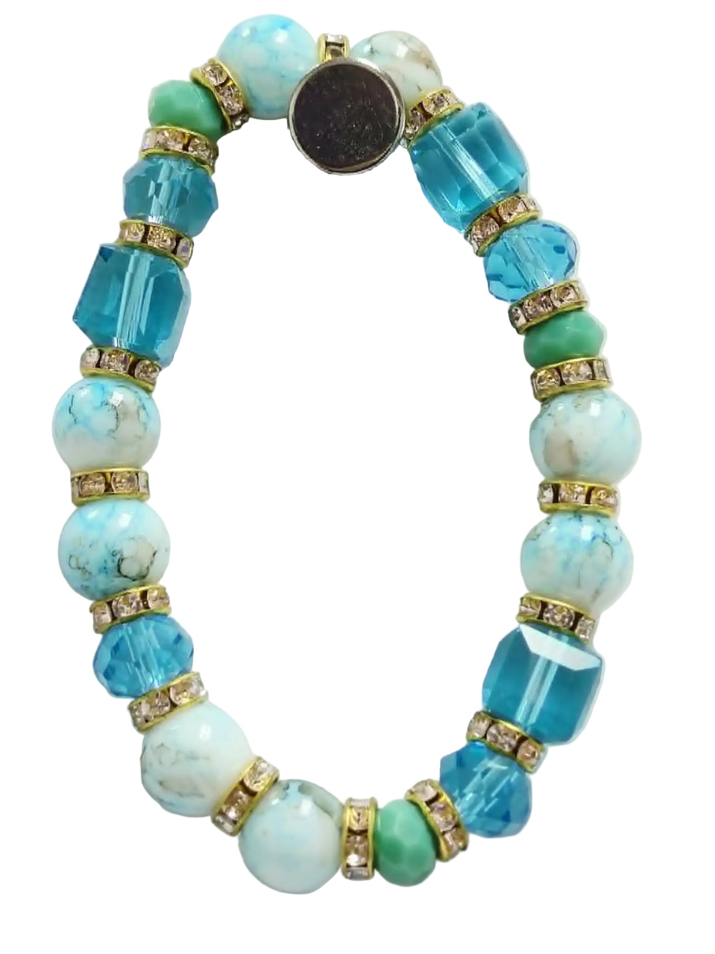 Dyed Agate and Glass Bracelet