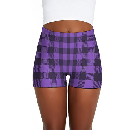 Purple Plaid Ladies Shorts