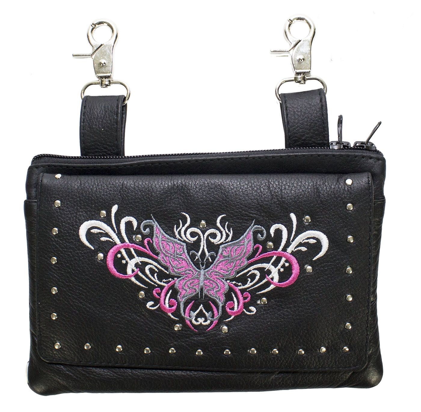 All Naked Cowhide Leather Pink Butterfly Belt Bag