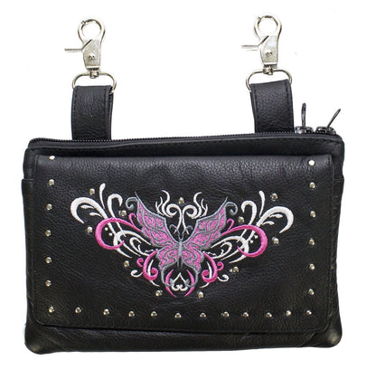 All Naked Cowhide Leather Pink Butterfly Belt Bag