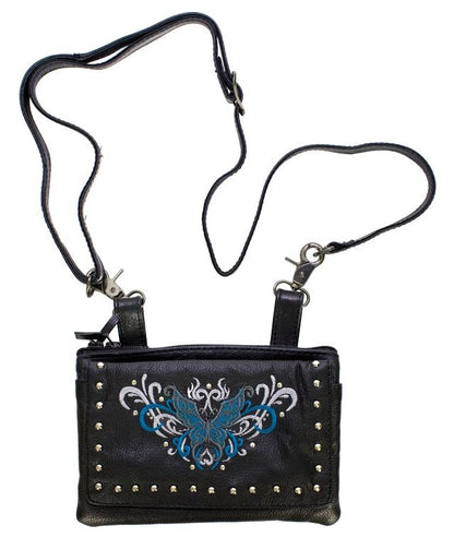All Naked Cowhide Leather Turquoise Butterfly Belt Bag