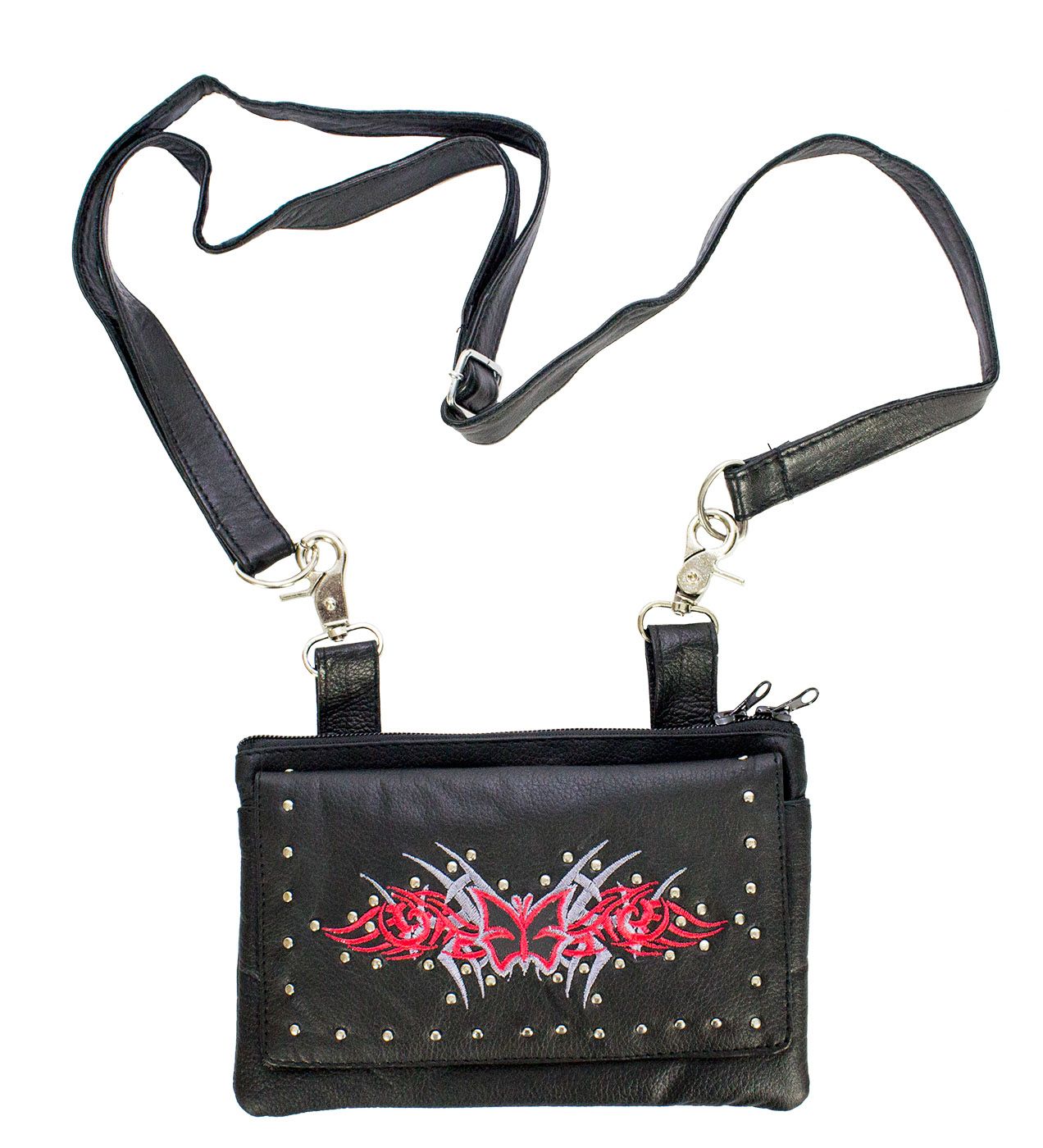 All Naked Cowhide Leather Black Studded Belt Bag