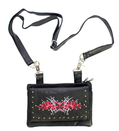All Naked Cowhide Leather Black Studded Belt Bag