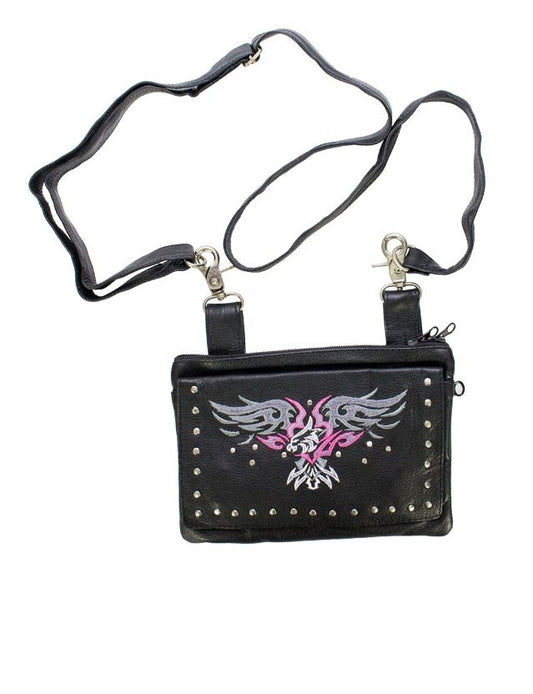 All Naked Cowhide Leather Hot Pink Eagle Belt Bag