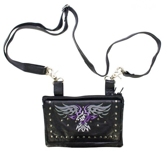 All Naked Cowhide Leather Purple Eagle Belt Bag