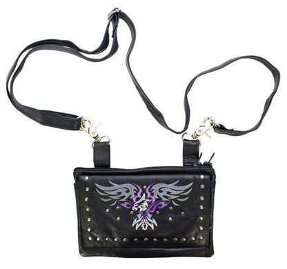 All Naked Cowhide Leather Purple Eagle Belt Bag