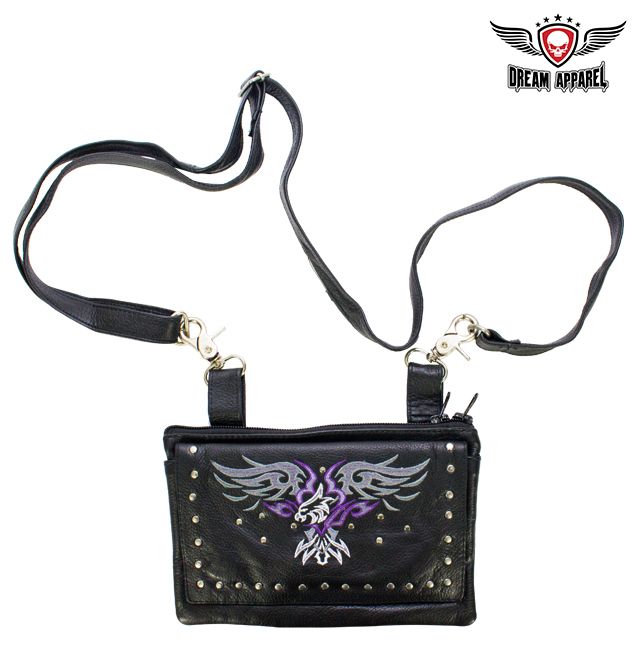 All Naked Cowhide Leather Purple Butterfly Belt Bag