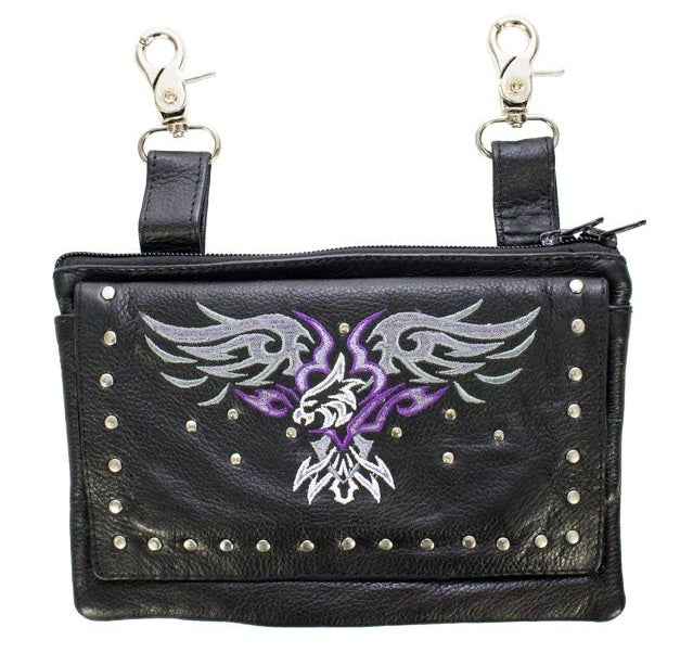 All Naked Cowhide Leather Purple Eagle Belt Bag