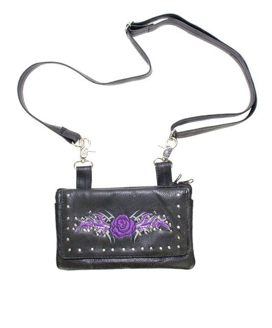 Purple Rose All Naked Cowhide Leather Belt Bag