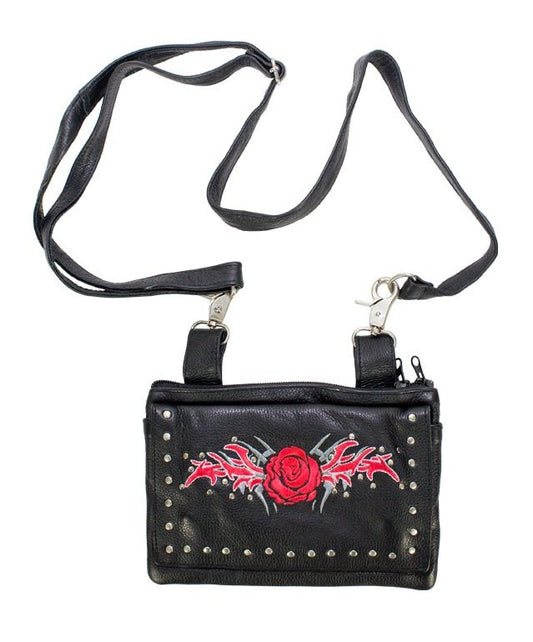 Red Rose All Naked Cowhide Leather Belt Bag