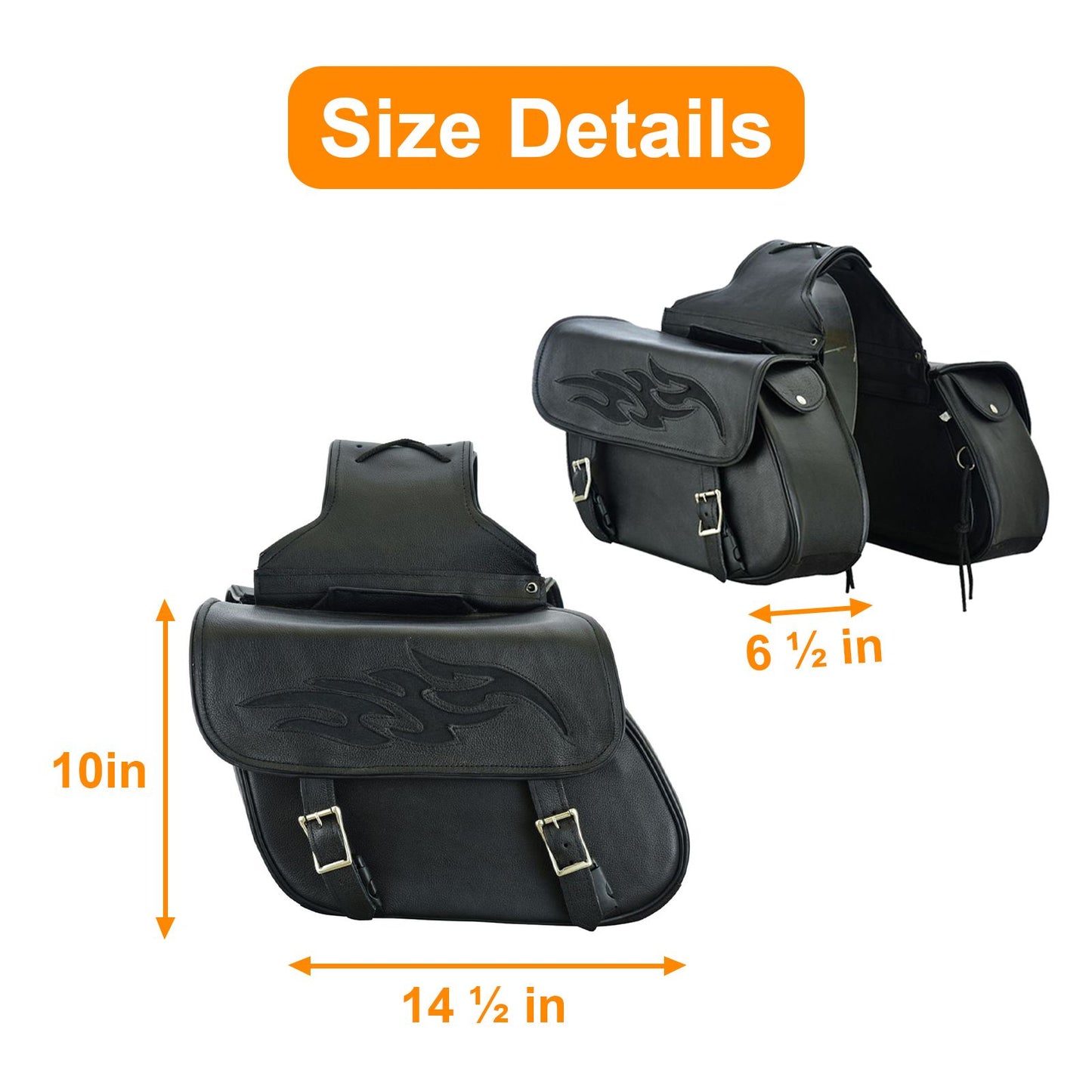 PVC Motorcycle Saddlebag with Flame