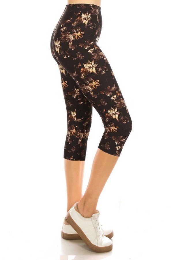 Floral Print High Waist Capri Leggings