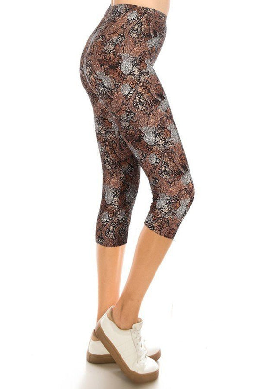 Amphibian Print High Waist Capri Leggings