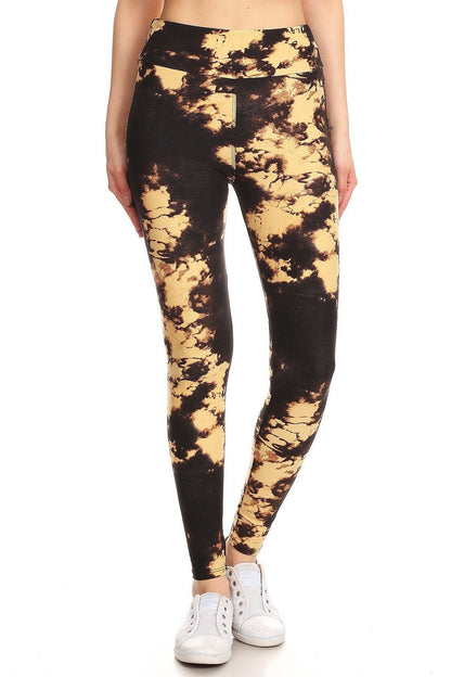 One Size Yoga Style Tie Dye Print Leggings