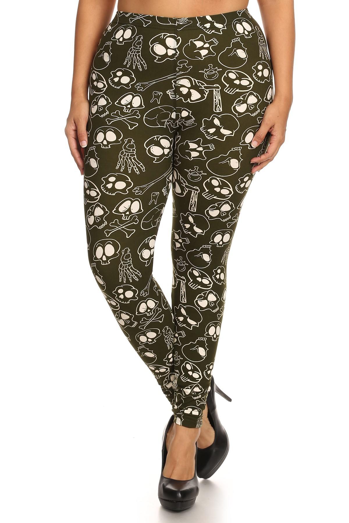 Skulls And Bones Graphic Printed Knit Leggings