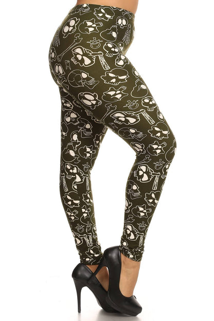 Skulls And Bones Graphic Printed Knit Leggings