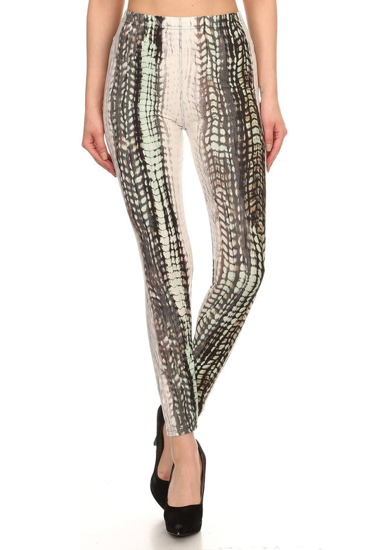 Snake Scales Print High Waist Fitted Leggings