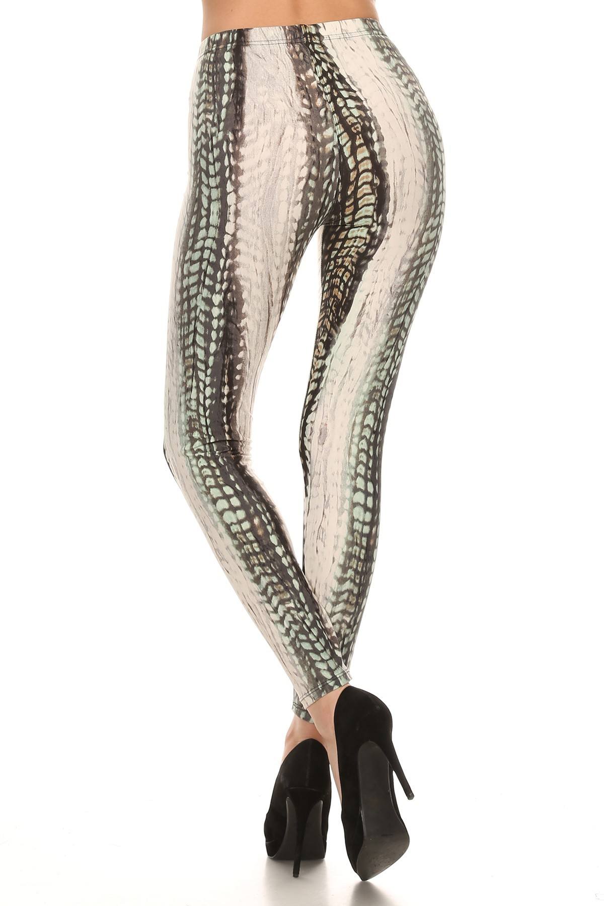 Snake Scales Print High Waist Fitted Leggings