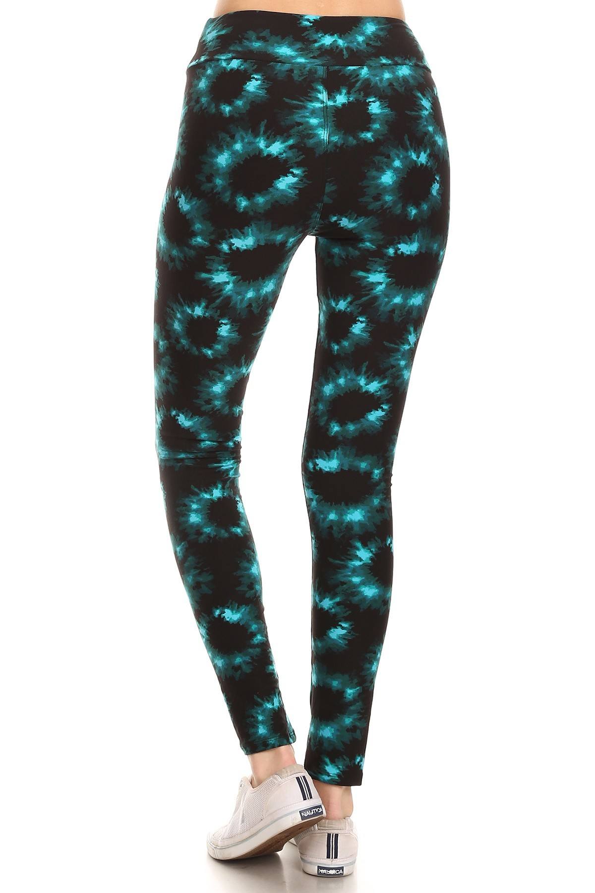 Blue Yoga Style Tie Dye Knit Leggings