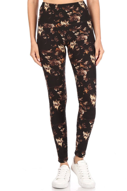 Floral Printed Knit Legging With High Waist