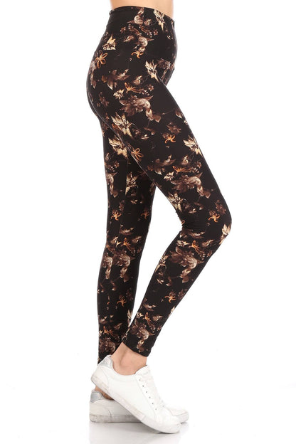 Floral Printed Knit Legging With High Waist