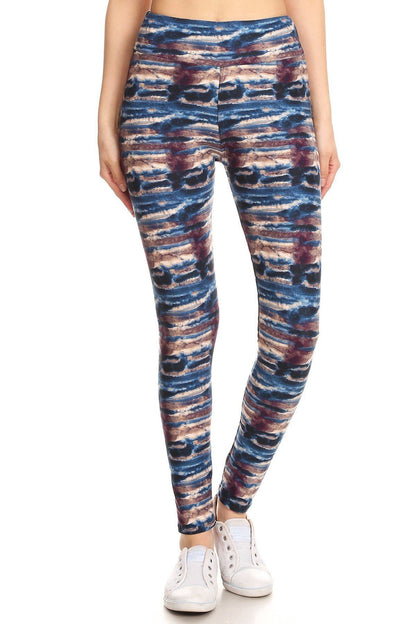 Yoga Style Tie Dye Printed Knit Leggings