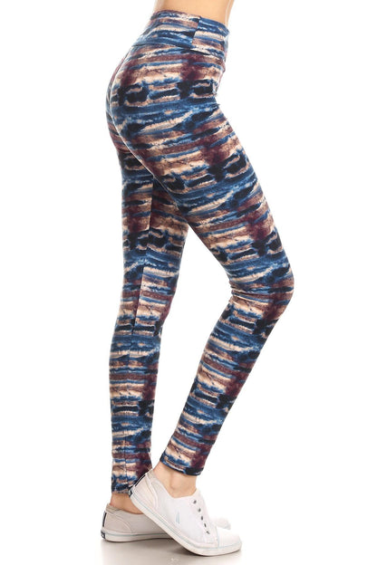 Yoga Style Tie Dye Printed Knit Leggings