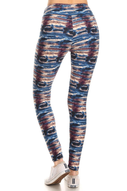 Yoga Style Tie Dye Printed Knit Leggings