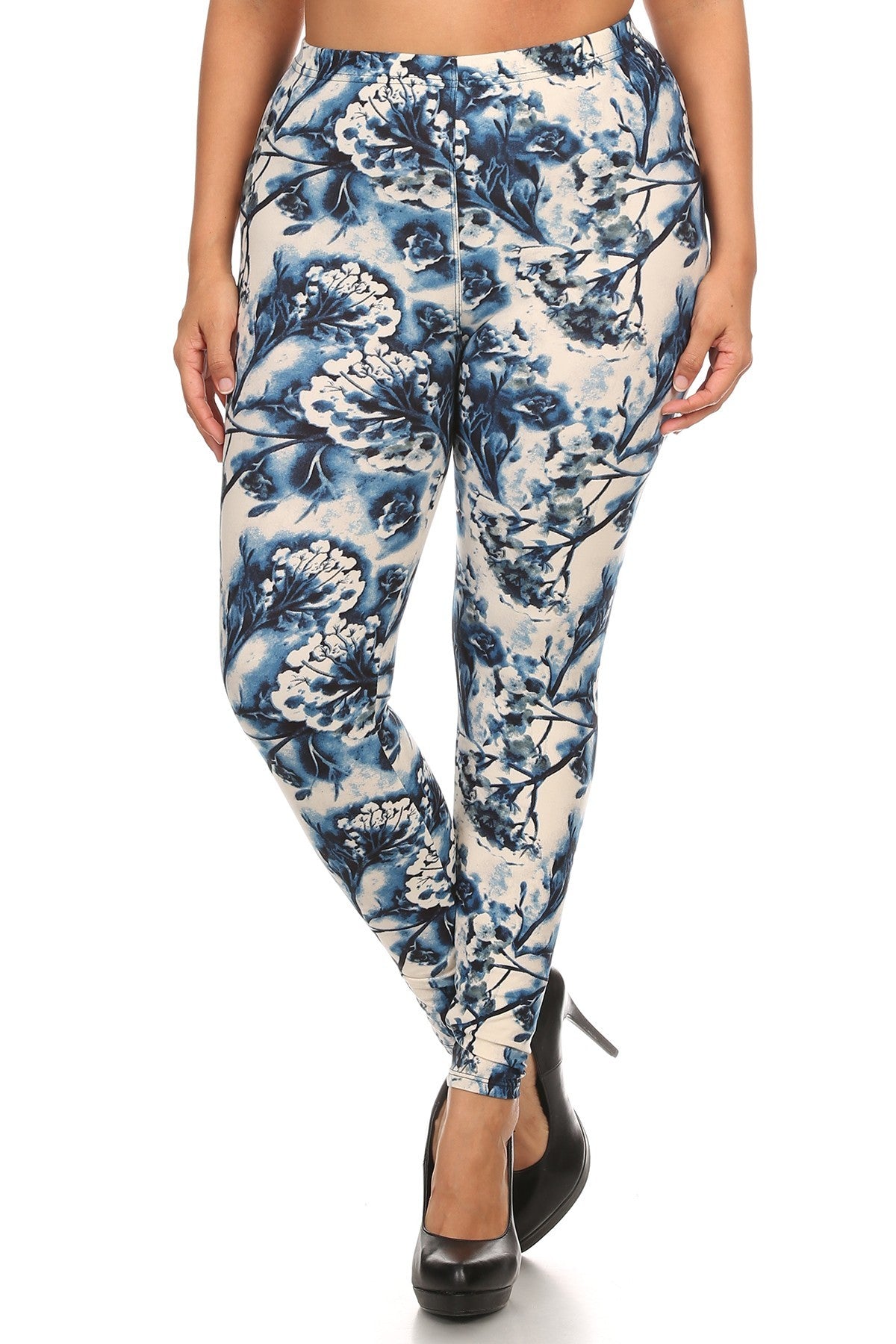 Plus Size Floral Print Full Length Leggings