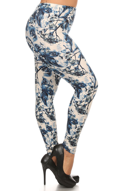 Plus Size Floral Print Full Length Leggings