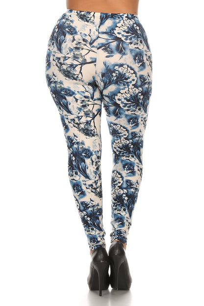 Plus Size Floral Print Full Length Leggings