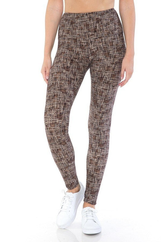 Yoga Style Banded Lined Multi Printed Knit Leggings