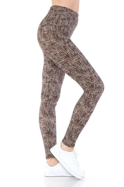 Yoga Style Banded Lined Multi Printed Knit Leggings