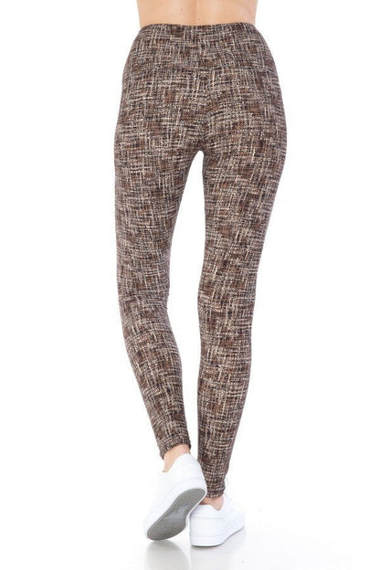 Yoga Style Banded Lined Multi Printed Knit Leggings