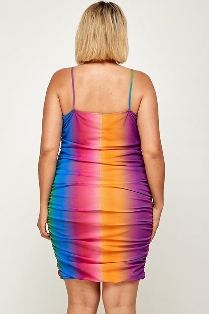 Plus Size Rainbow Ombre Print Cami Dress