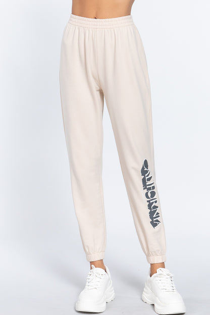 Graphic Long Jogger Pants - Bone