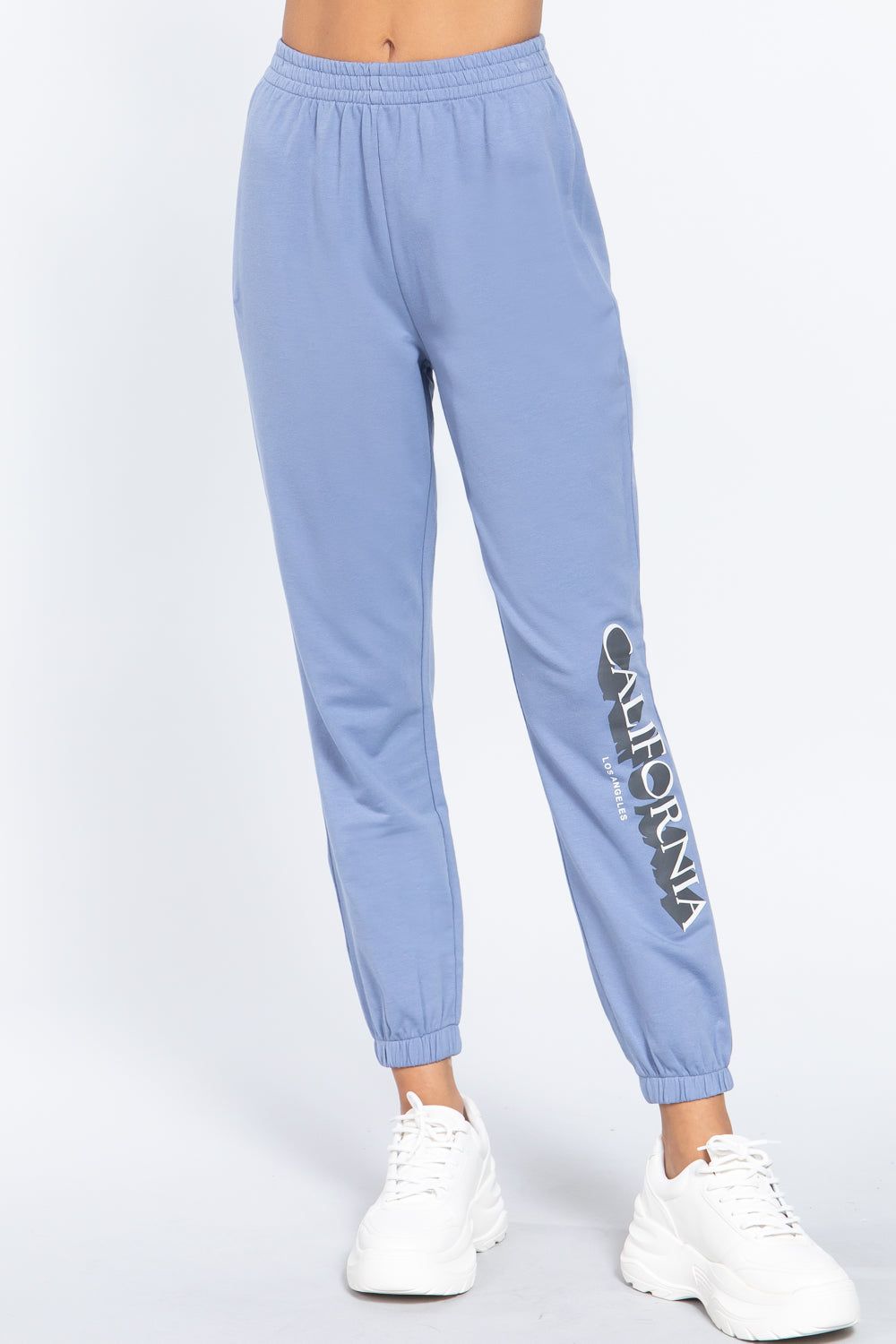 Graphic Long Jogger Pants - Steel Blue