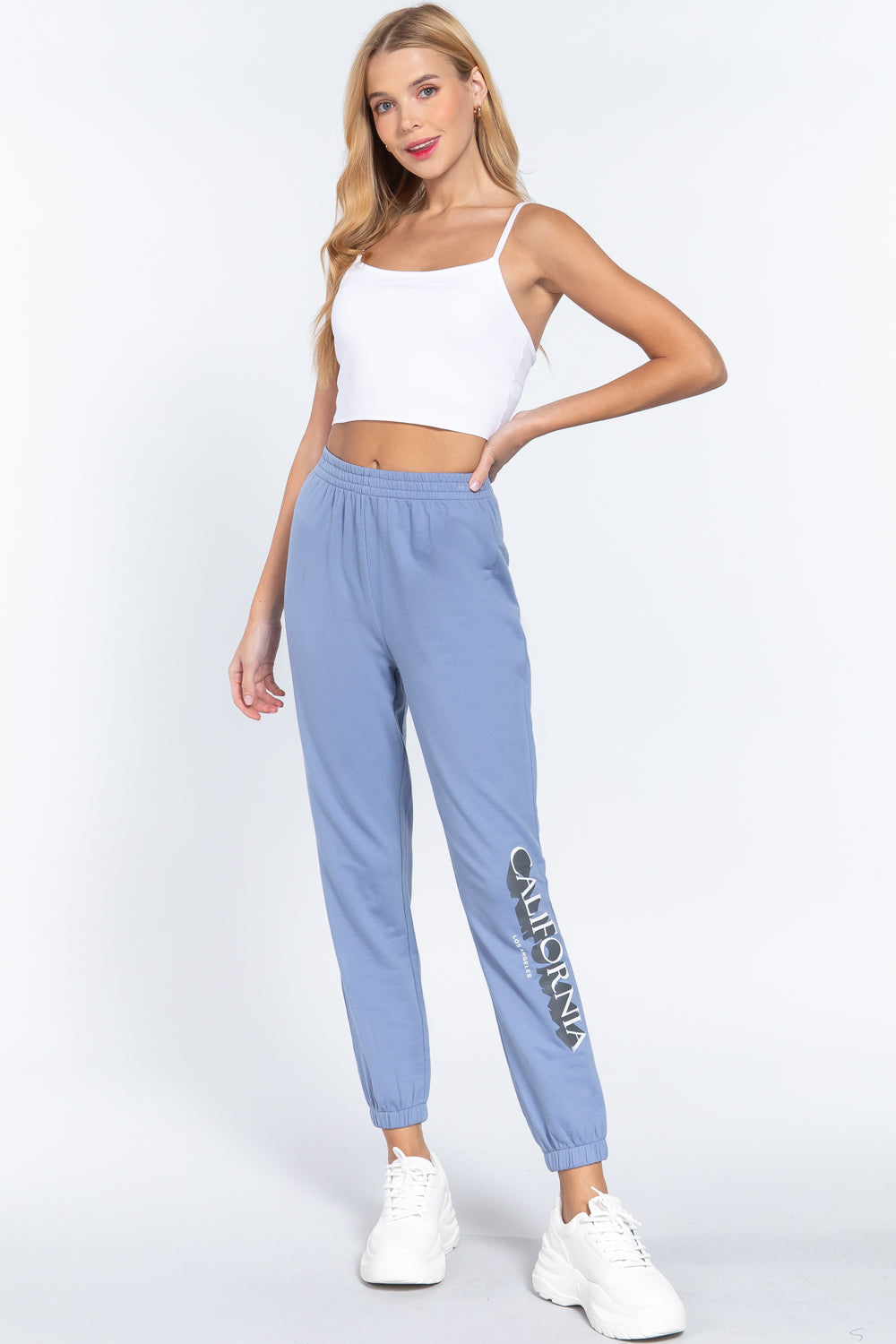 Graphic Long Jogger Pants - Steel Blue