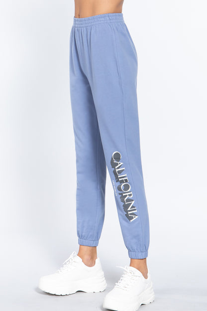 Graphic Long Jogger Pants - Steel Blue