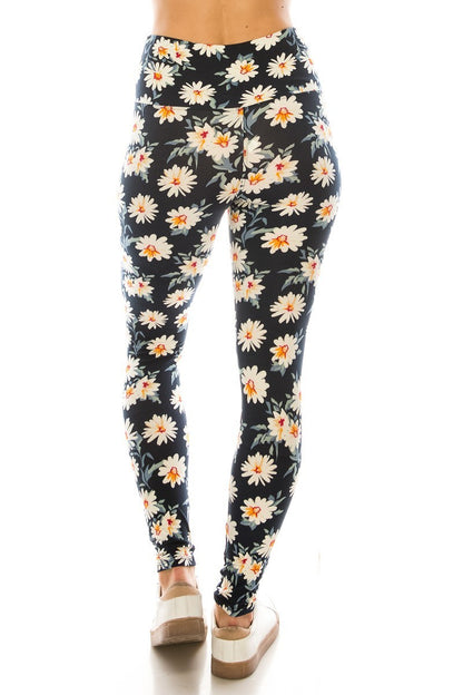 Floral Yoga Style Banded Lined Knit Leggings